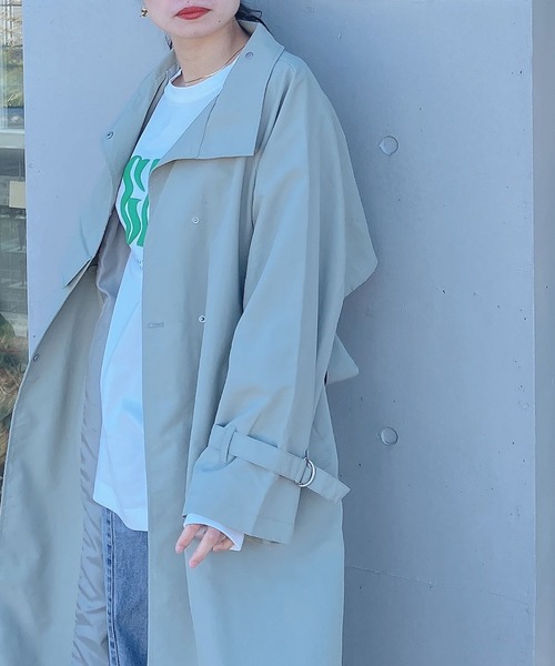 「AS KNOW AS plus」 ステンカラーコート FREE アイボリー レディース_画像4