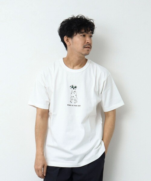 「BARNS OUTFITTERS」 半袖Tシャツ M グレイッシュベージュ メンズ_画像4