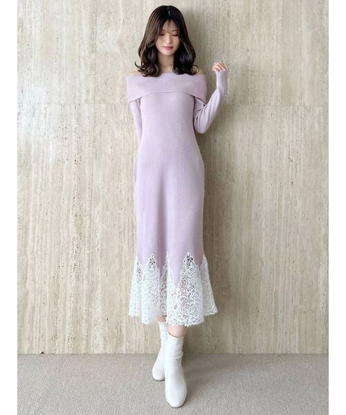 MERCURYDUO（マーキュリーデュオ） ワンピース レーストリムオフショル