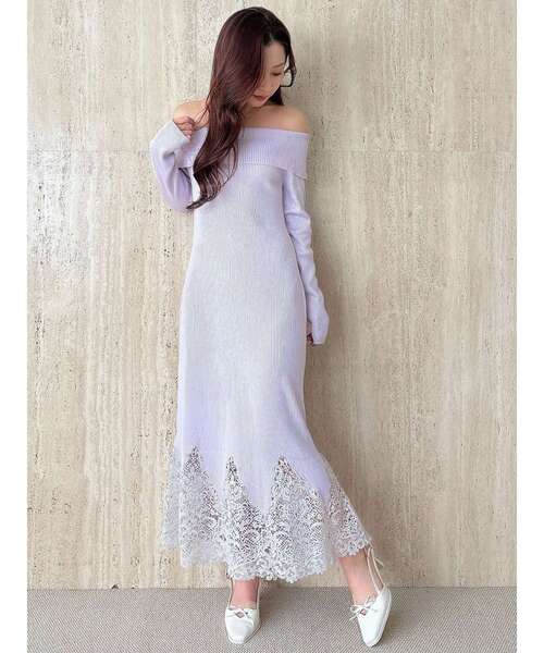 【新品タグ付き】♡マーキュリーデュオ　レースワンピース　白　ホワイト　完売品！ MERCURYDUO（マーキュリーデュオ） ワンピース レーストリムオフショル