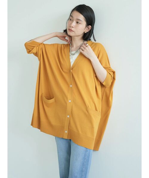 「AMERICAN HOLIC」 ニットカーディガン L イエロー レディース