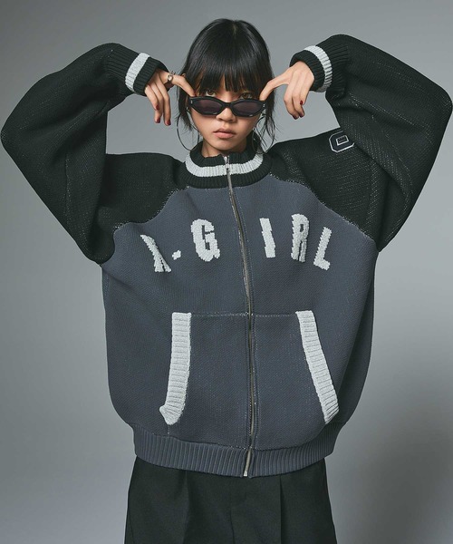 X-girl(エックスガール) ニット セーター STADIUM KNIT JACKET X-girl(エックスガール) ニット セーター STADIUM KNIT JACKET