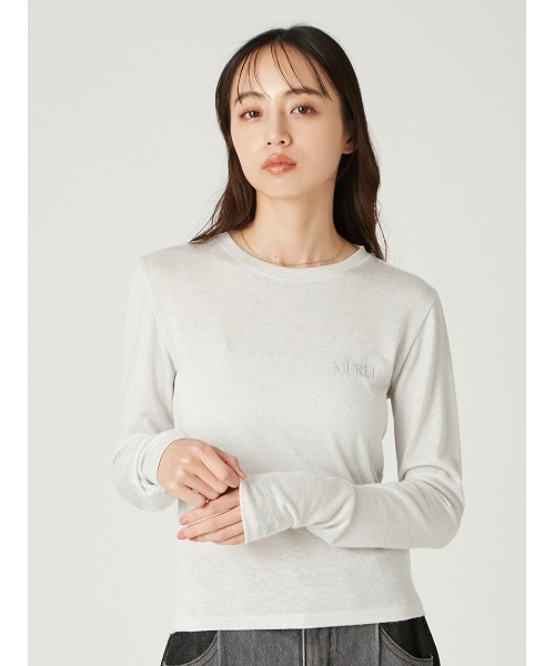 FRAY I.D tシャツ ラメフライス刺繍ロングTシャツ レディース  