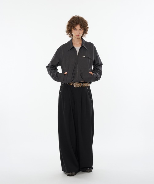 WISH FOR EVER ダブルジップショートジャケット WISH FOR EVER ブルゾン アウター SEERSUCKER DOUBLE ZIP SHORT