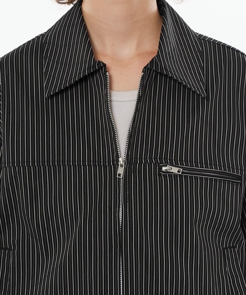 WISH FOR EVER ダブルジップショートジャケット WISH FOR EVER ブルゾン アウター SEERSUCKER DOUBLE ZIP SHORT
