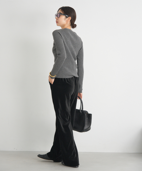 IENA（イエナ） パンツ スカラップドベルベットパンツ レディース