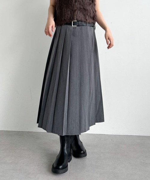 archives（アルシーヴ） スカート ベルトプリーツスカート : ZOZOTOWN