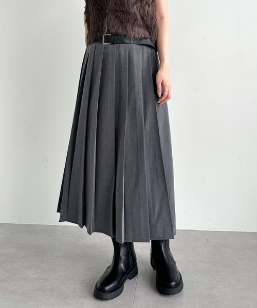 archives（アルシーヴ） スカート ベルトプリーツスカート : ZOZOTOWN