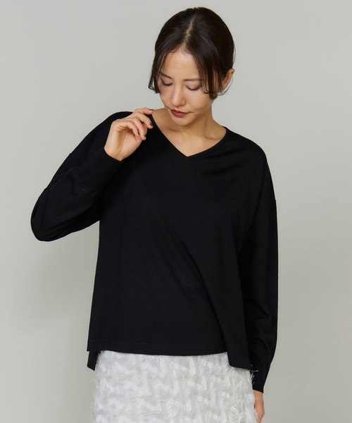 INED（イネド） tシャツ TOPAZオーバーサイズVネックニット レディース
