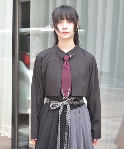 axes femme ストライプ柄　ビスチェ風ブラウス　グレー　クラロリ axes femme（アクシーズ ファム） ベスト ジレ コルセット風デザイン