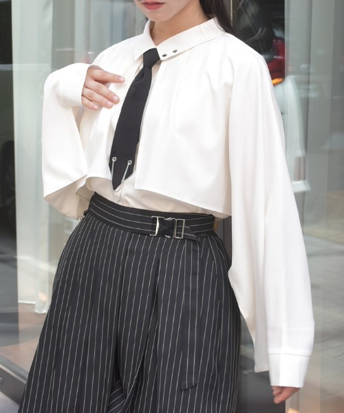 axes femme（アクシーズ ファム） ブラウス シャツ タイ付オーバー