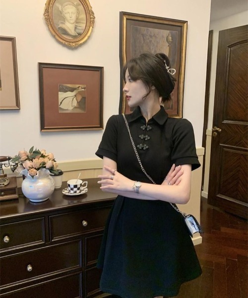 「almo」 半袖ワンピース FREE ブラック レディース_画像6