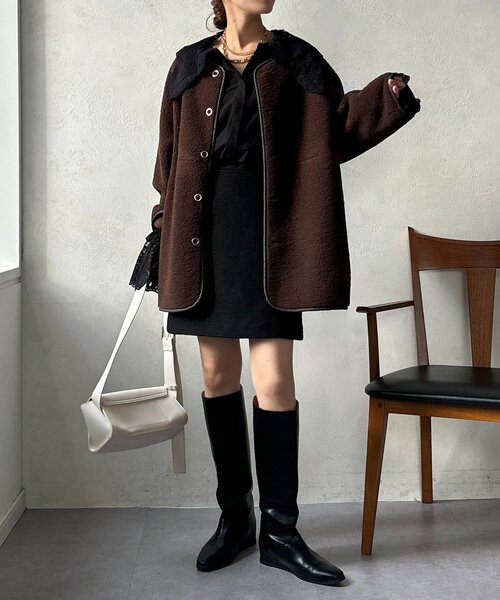 雑誌掲載♡希少♡DUNO リバーシブル　ダウン テディベアコート　ボア　42 moment+ ブルゾン アウター 2WAYアレンジカラーきれい目テディベアボア