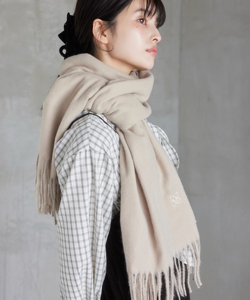 VIS（ビス） ストール マフラー なめらかタッチ刺繍入りストール