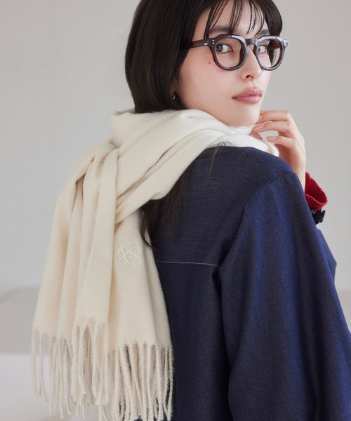 VIS（ビス） ストール マフラー なめらかタッチ刺繍入りストール