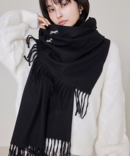 VIS（ビス） ストール マフラー なめらかタッチ刺繍入りストール