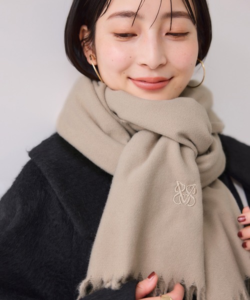 VIS（ビス） ストール マフラー なめらかタッチ刺繍入りストール