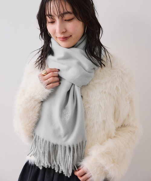 VIS（ビス） ストール マフラー なめらかタッチ刺繍入りストール