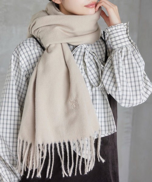 VIS（ビス） ストール マフラー なめらかタッチ刺繍入りストール