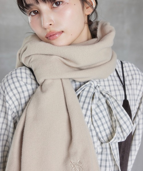 VIS（ビス） ストール マフラー なめらかタッチ刺繍入りストール