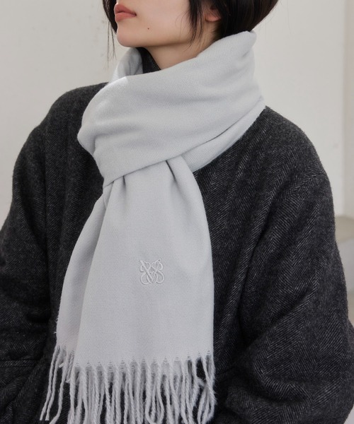 VIS（ビス） ストール マフラー なめらかタッチ刺繍入りストール