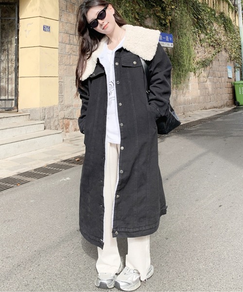 ボアXムートンロングコート ⠀【リュミエ 】ブラック Lumier ボアコート 予約]ボアxムートンロングコート/charcoal – Lumier