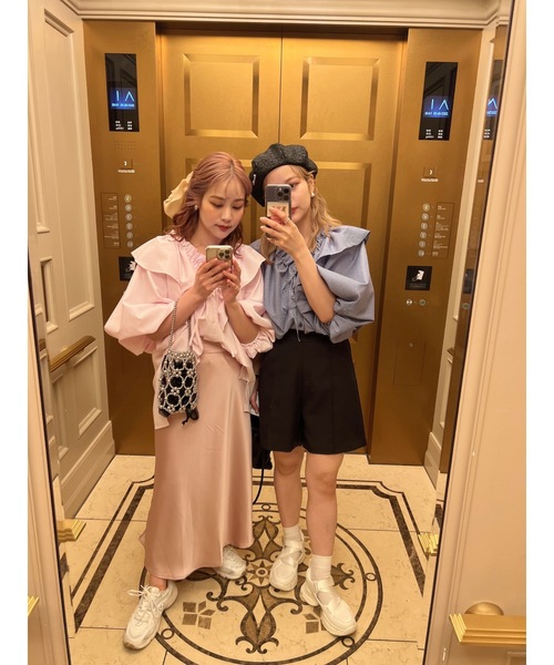 「JUMELLE」 半袖ブラウス M ネイビー レディース_画像7