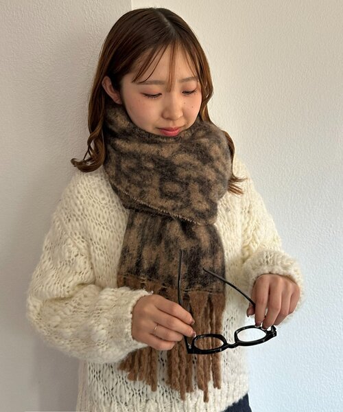 キャピタル　縮絨ウール マフラー　ストール　葉柄　ユニセックス 楽天市場】キャピタル 縮絨ウール（マフラー・スカーフ｜バッグ・小物