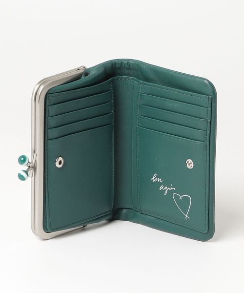 【美品】agnes b. レザー　がま口　二つ折り財布　グリーン agnes b.（アニエスベー） 財布 FREE グリーン レディース : ZOZOTOWN