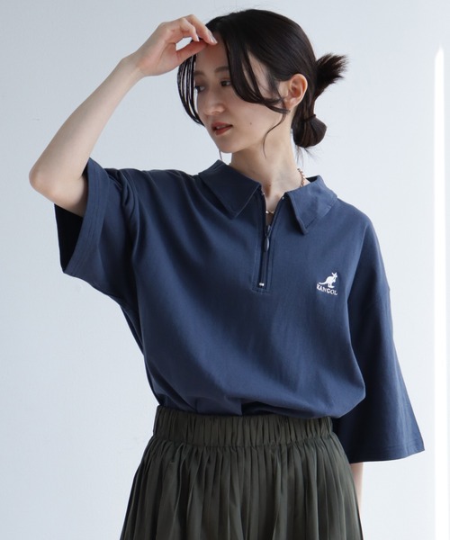 「KANGOL」 半袖ポロシャツ X-LARGE ネイビー メンズ_画像6