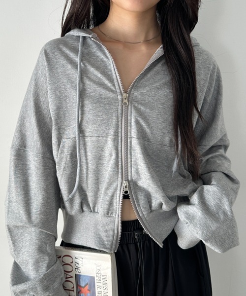 CLEA パーカー ダブルジップショートパーカー レディース : ZOZOTOWN
