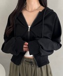 パーカー ダブルジップショートパーカー レディースの詳細画像1