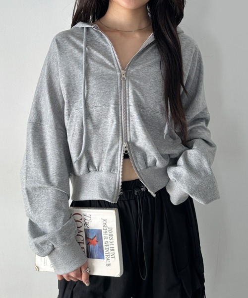 CLEA パーカー ダブルジップショートパーカー レディース : ZOZOTOWN