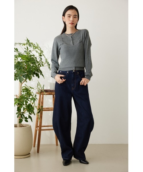 「crie conforto」 ニットアンサンブル FREE ネイビー レディース_画像4