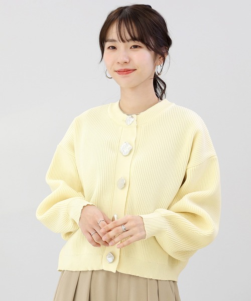 Aletta vita カーディガン 片畦編みマルチボタンニットカーディガン