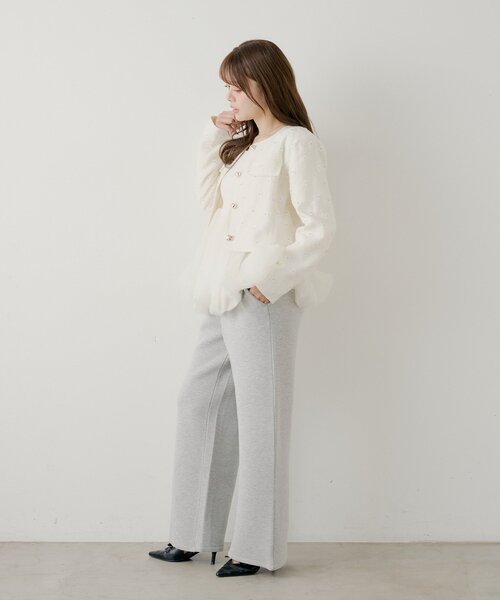 【タグ付・未着用】INGEBORG♪ ホワイト ジャケット　フラワーモチーフ Chico（チコ） コート アウター 「SALON by Chico」フラワービジュー