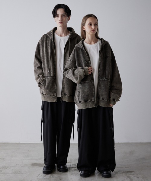 「CLEL」 ジップアップパーカー M チャコールグレー メンズ_画像9