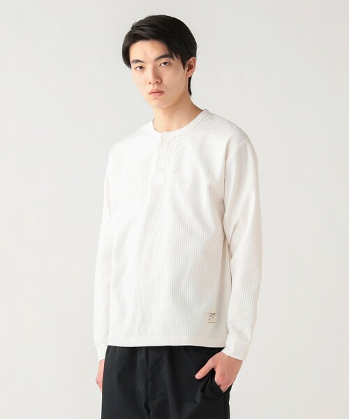 リフト LYFT ヘンリーネック ワッフル Tシャツ ホワイト M BEAMS HEART（ビームス ハート） ヘンリーネック tシャツ ポリエステル