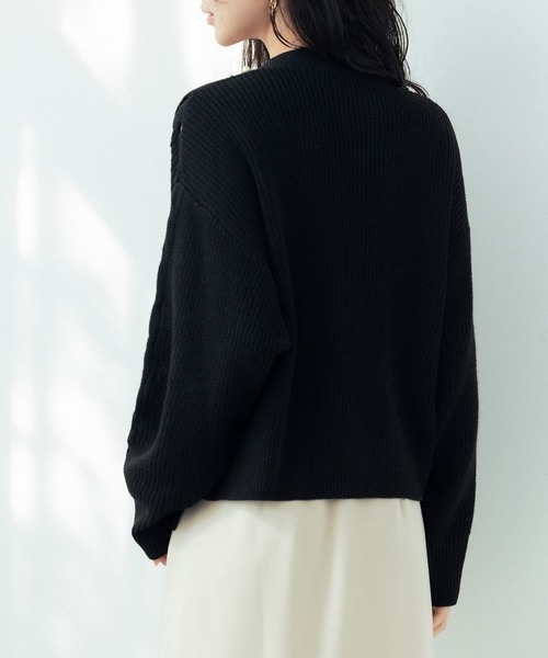 「SAISON DE PAPILLON」 ニットカーディガン L ブラック レディース_画像2