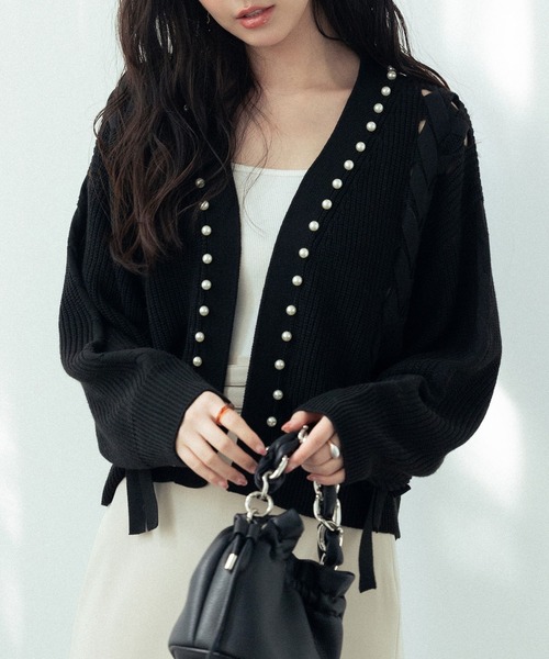 「SAISON DE PAPILLON」 ニットカーディガン L ブラック レディース_画像7