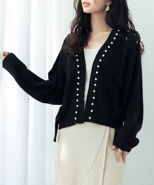 「SAISON DE PAPILLON」 ニットカーディガン L ブラック レディース_画像9