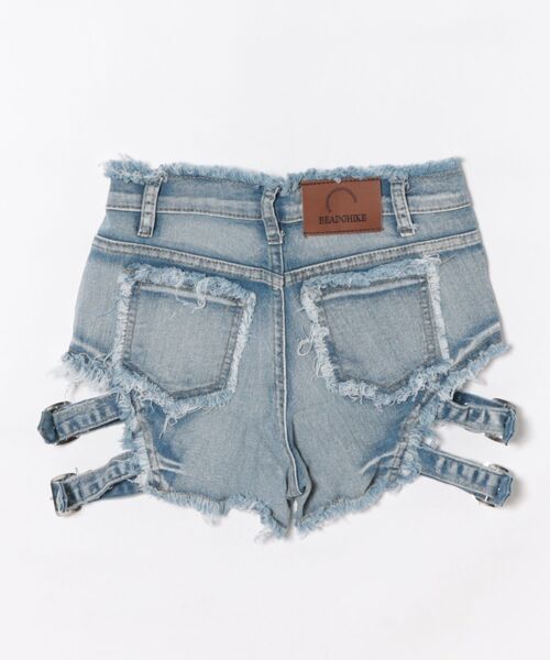 ジーンズ デニム デニムパンツ カットアウト＆タイアップ ダメージ加工