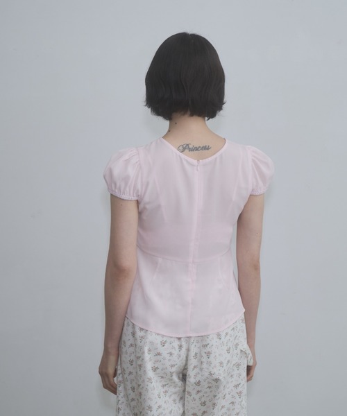 ブラウス シャツ puff sleeve button blouse / パフスリーブボタンブラウス レディースの画像