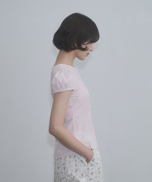 ブラウス シャツ puff sleeve button blouse / パフスリーブボタンブラウス レディースの画像