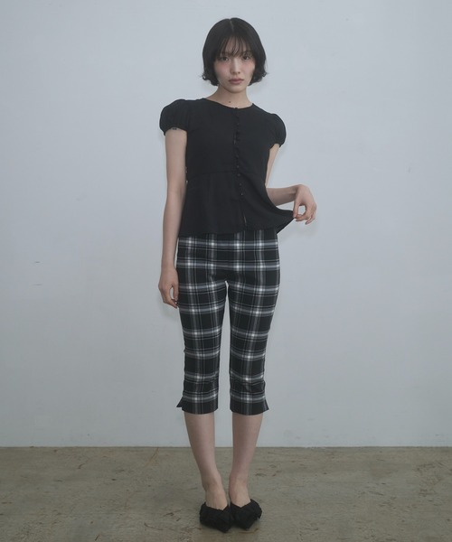 ブラウス シャツ puff sleeve button blouse / パフスリーブボタンブラウス レディースの画像