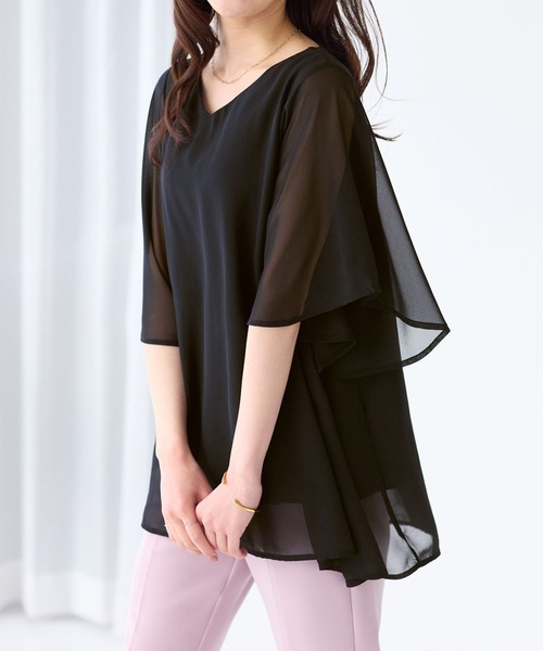alotta（アロッタ） チュニック インナー付き上品ドレープチュニック