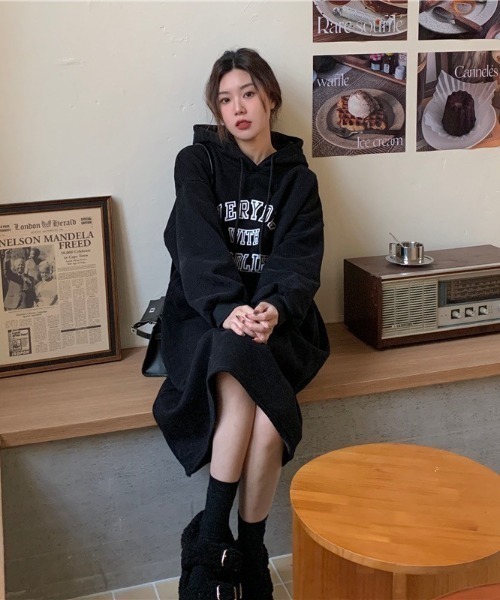 「almo」 「burlesque」長袖ワンピース FREE ブラック レディース_画像3