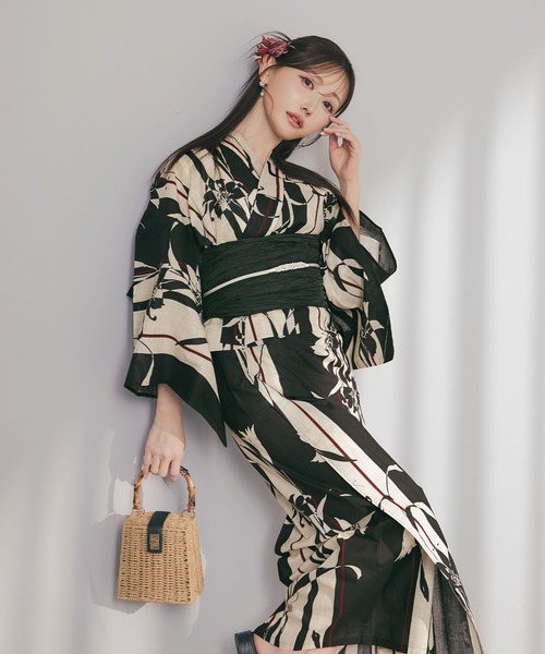 Suger 浴衣 新品未使用品！ sugar nine 浴衣 一人で簡単に着付けができる セパレート浴衣4点セット