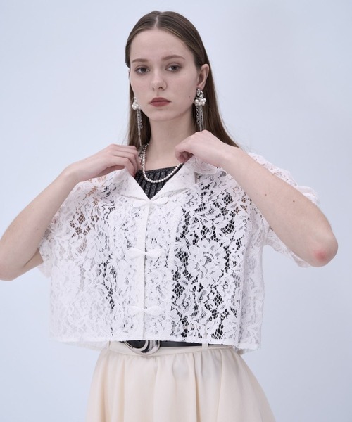 HARE 2WAY チャイナシャツ【ホワイト】 HARE（ハレ） ブラウス シャツ カイキンレースチャイナシャツ(HARE