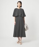 ワンピース 半袖 ケープ ナローフレア ワンピースの詳細画像1